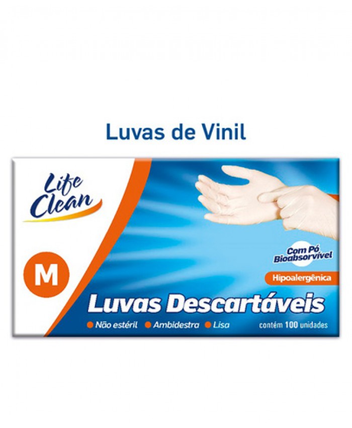 LUVA DE VINIL C/PO 4,0 M LIFE CLEAN